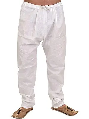 Star-White Casual Pure Cotton Pajama from ISCKON Vrindavan by BLISS