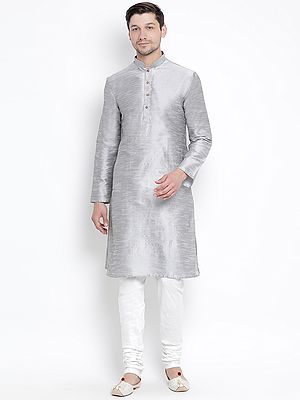 Silk Blend Men's Calf Length Kurta Pajama Set