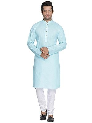 Cotton Linen Plain Weave Kurta with Pure Cotton Churidar Pajama