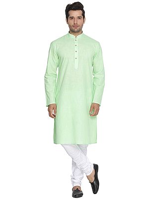 Cotton Linen Plain Weave Kurta with Pure Cotton Churidar Pajama