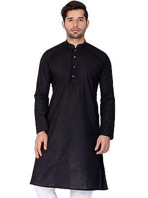 Cotton Linen Knee Length Plain Kurta