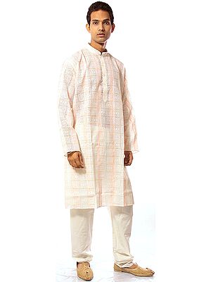 White Printed Kurta Pajama