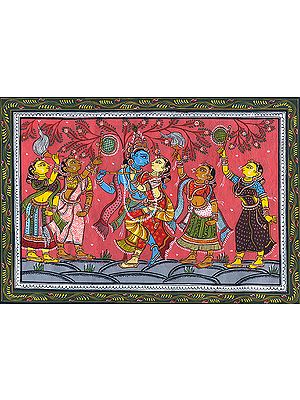 Amorous Radha Krishna with Gopis