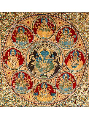 Auspicious Ashtalakshmi Mandala with Central Ganesha