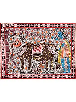 Krishna with Cow under the Tree