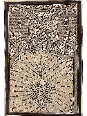 Dance of Peacock with Elephant Pair