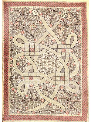 Diagram for Snake Worship from Madhubani