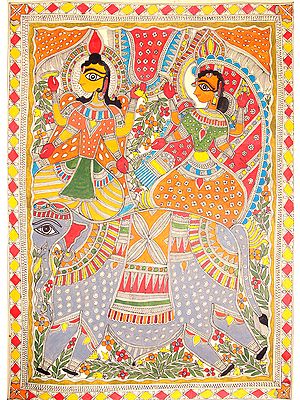 Yoga-Narayana Vishnu with Lakshmi on Elephant