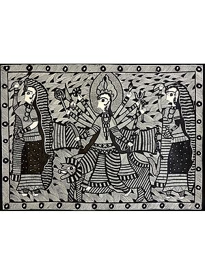 Goddess Durga with Two of Her Attending Shaktis