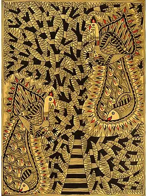 Peacock Pair with Tree of Life