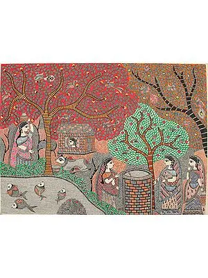 Village Scene from Madhubani