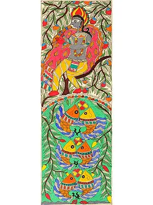Krishna Playing on Flute on Kadamba Tree