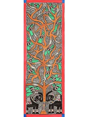 Tree of Parrots with Elephant Pair