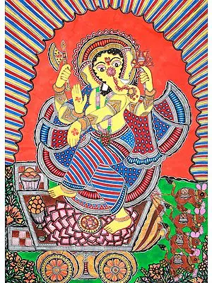 Ganesha Dancing on His Chariot