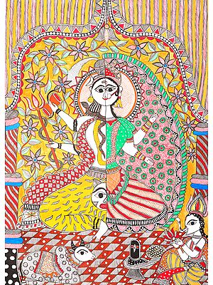 Ardhanarishvara (Shiva-Shakti) With Nandi,Ganesha and Shiva Linga