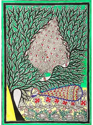 Tree of Life With Peacocks and Streams of Fishes