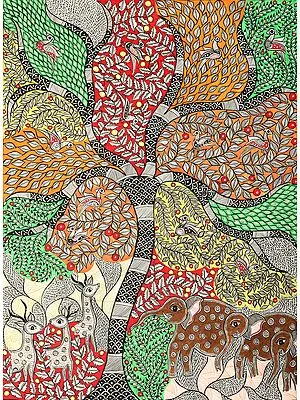 Tree of Life with Elephants and Deers