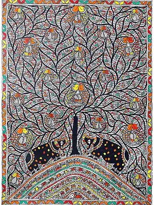 Dense Tree of Life Made of Birds and Fishes