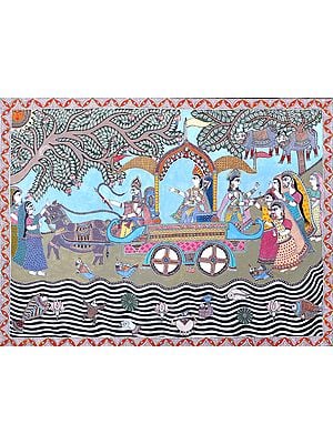 Krishna and Balarama Leaving for Mathura with Akrura