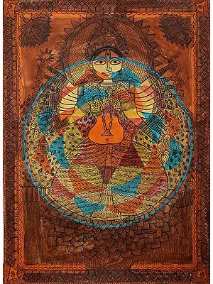 Goddess Maha Lakshmi With Her Yantra