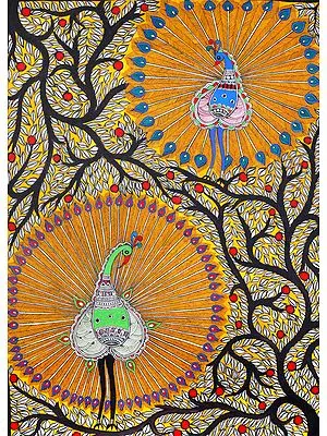 Dancing Peacocks on The Vibrant Tree of Life