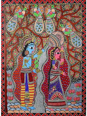 Naughty Krishna Breaks The Milk Pot of Radha