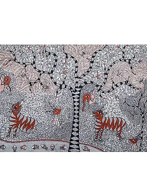 Dense Tree of Life with Wildlife and Fishes