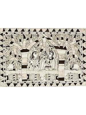 Krishna Plays the Flute for Radha