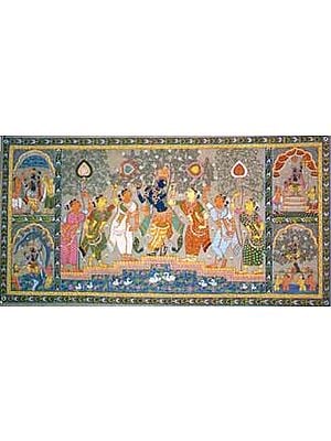 Krishna with His Female Friends (Scroll Painting)