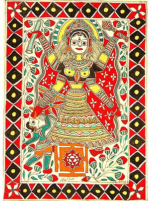 Mahavidya Bagalamukhi with Yantra