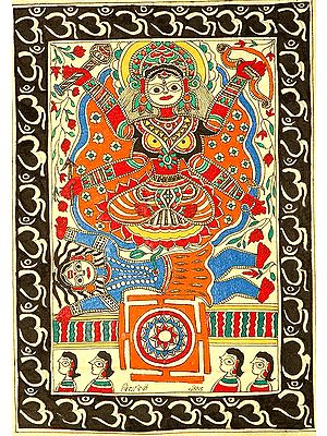 Mahavidya Shodashi with Yantra Framed in Om (AUM)