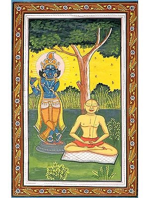 Meditating Chaitanya Mahaprabhu with Shri Krishna