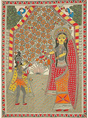 Parvati as Devi Annapurna with Lord Shiva