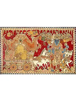 Lord Krishna Shows Vishvarupa to Arjuna During Mahabharata War at Kurukshetra (Gita Updesha) Large Size