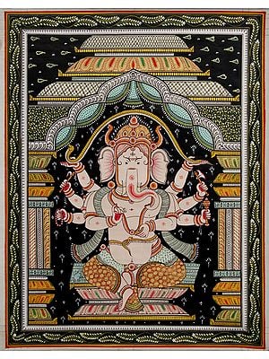 Chaturbhujadhari Lord Ganesha, Seated Under The Dusk