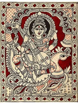 Goddess Saraswati on Her Vehicle Swan