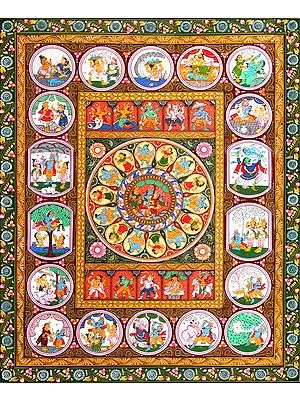 Rasa Mandala with Dash Avatars of Lord Vishnu and Shri Krishna Lila