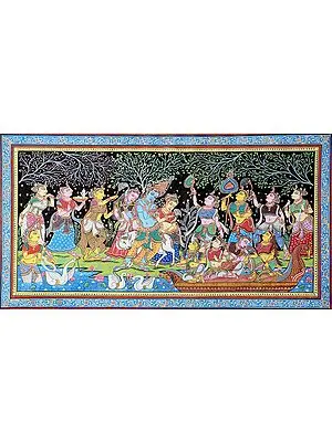 Radha Krishna with Sakhis in Vrindavan