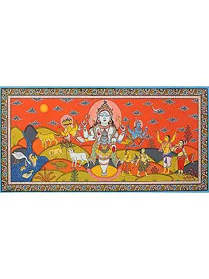 Brahma and Vishnu on an Errand of Discovering the Ends of the Jyotirlinga (Illustration to the Shiva Purana)