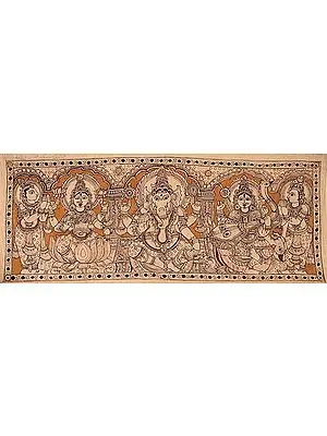 Ganesha with Goddess Lakshmi and Devi Saraswati