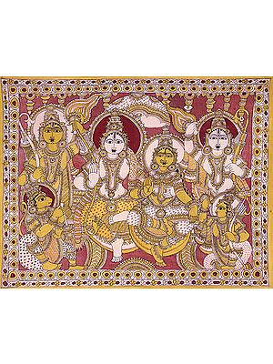 Shri Rama, Sita Ji with Hanuman, Lakshmana, Bharata and Shatrughana