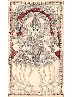 Kamalasana Ganesha Enjoying Modak