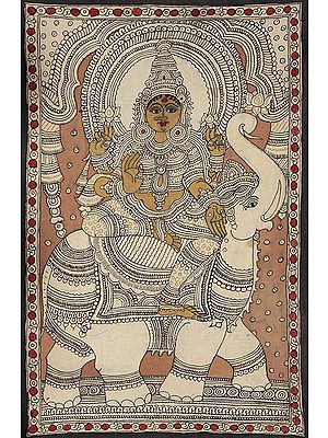 Goddess Lakshmi Seated on White Elephant