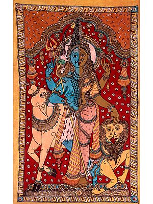 Shiva and Durga Kalamkari Painting on Cotton