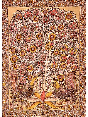 Tree of Life with Peacock Pair and Floral Border