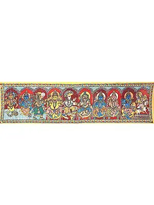 Dashavatara - Ten Incarnations of Lord Vishnu (From Left - Matshya, Kurma, Varaha, Narasimha, Vaman, Parashurama, Rama, Balarama, Krishna and Kalki)