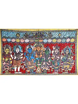 Lakshmi Kalyanam Marriage Scene of Lakshmi-Vishnu with Brahma Ji as Priest