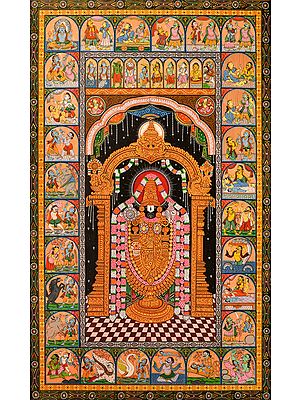 Lord Venkateshvara with Ten Incarnations of Vishnu and Scenes of Shri Krishna Lila