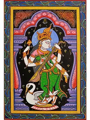 Goddess Saraswati Playing Vina
