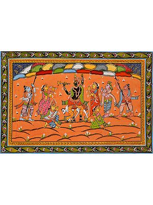 Govardhan Mount Upon The Finger Of Lord Krishna